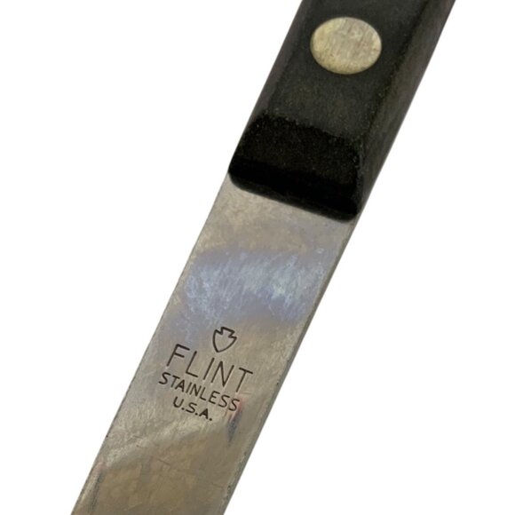 Vintage Flint Stainless USA Solid Serving Cooking Spoon Riveted Black Handle - Picture 4 of 4